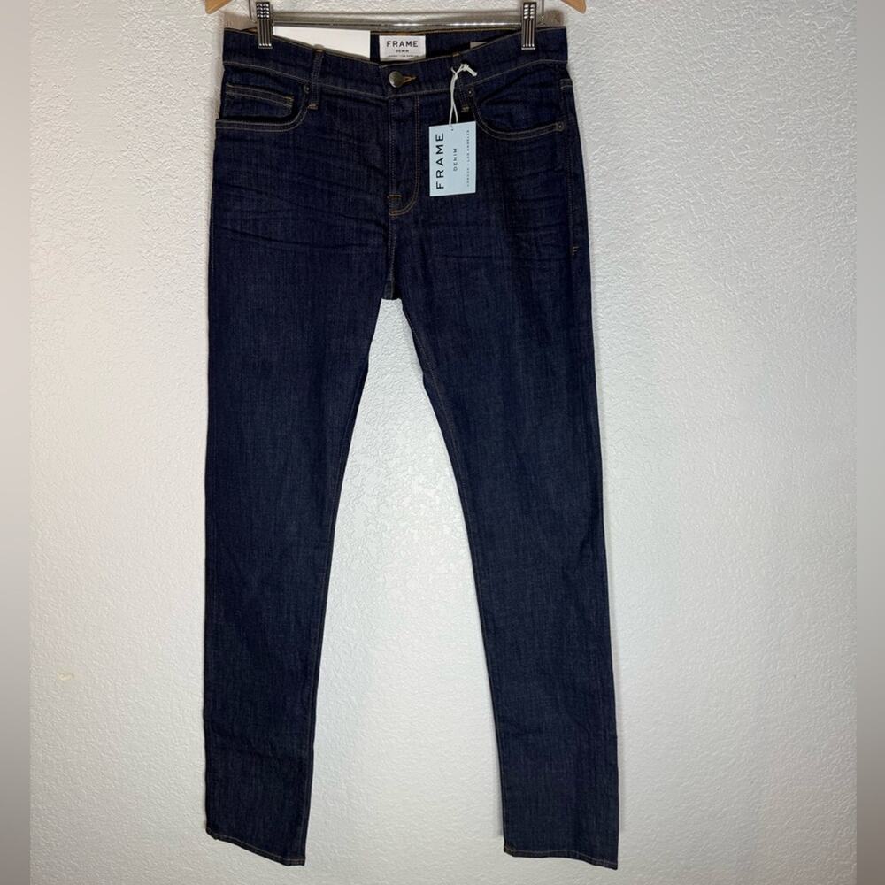 NWT Frame L’Homme Slim Mid Rise Slim Fit Men's Indigo Jeans 30 Waist 34 Length